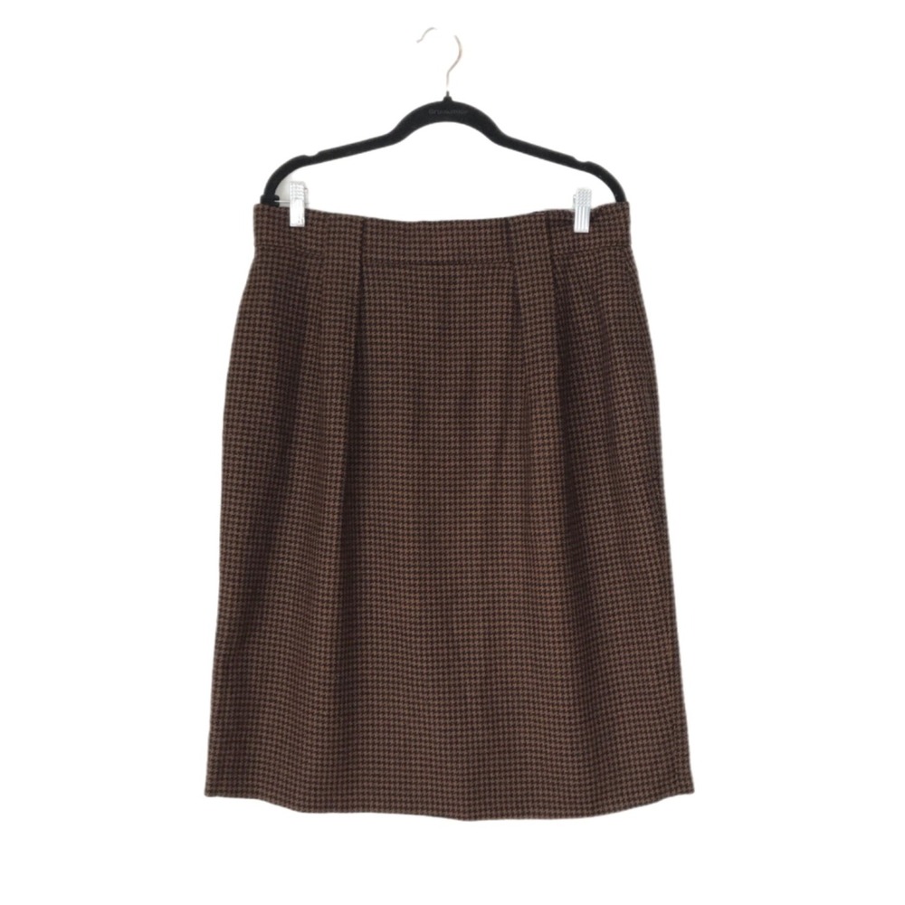 Jones New York Vintage Wool Houndstooth Pleated Pencil Skirt w/Pockets Size 16